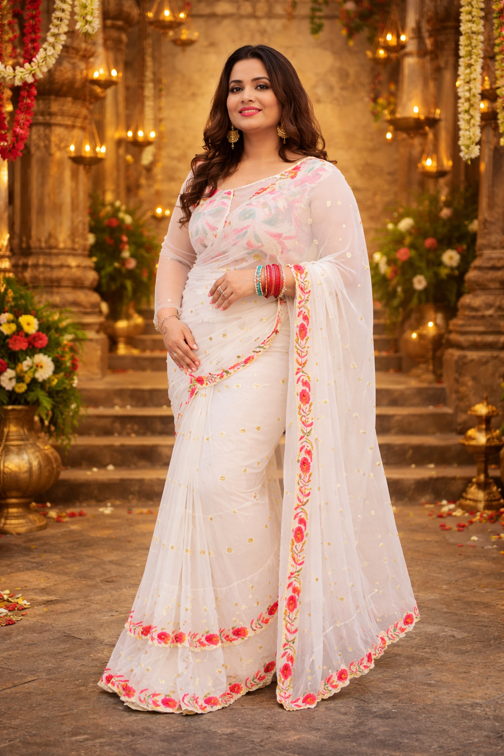 Shwetika Phoolvati Saree